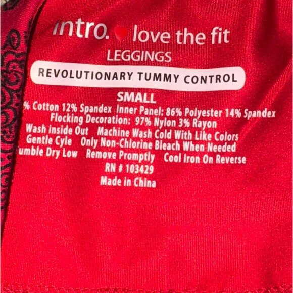 Intro. Womens Tummy Control Seamless Leggings-Red/Black-Size Small-NWT - Picture 4 of 5